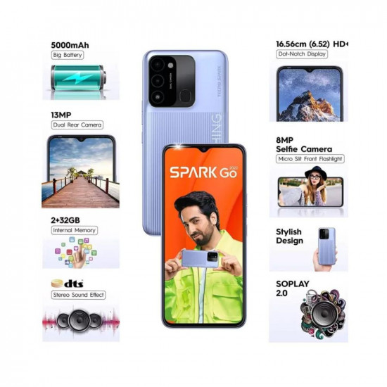 Tecno Spark Go 2022 (Iris Purple, 32 GB) (2 GB RAM)