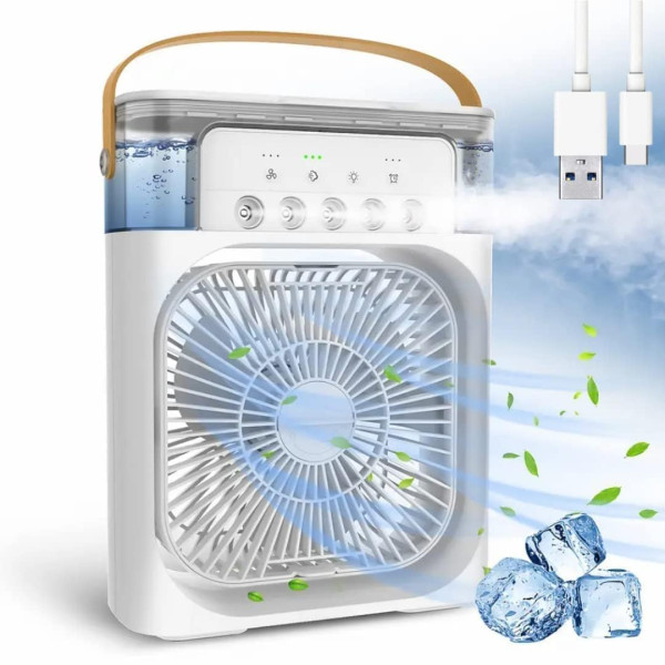 Image of TEKCOOL Mini Cooler for Room Cooling AC Portable Mini Fan Artic Cooler with 7 Colors LED Light, 1/2/3 H Timer, 3 Wind Speeds and 3 Spray Modes for Office,Home,Dorm,Travel/-