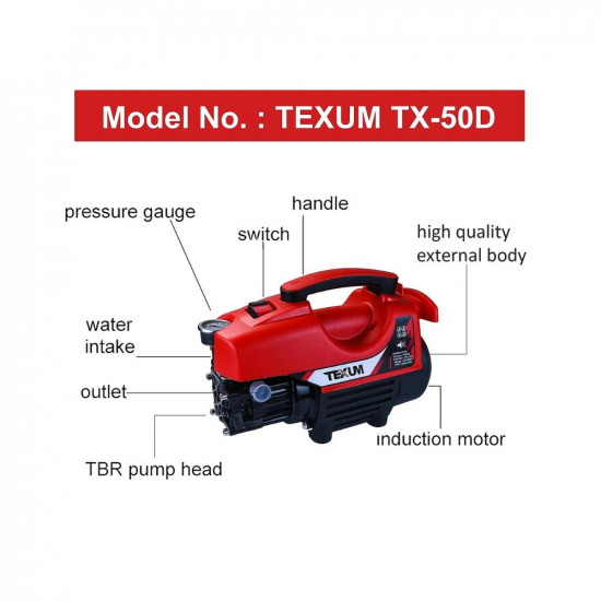 Texum TX-50D Portable high Pressure Car Washer Machine for Washing car, Bike, Vehicle