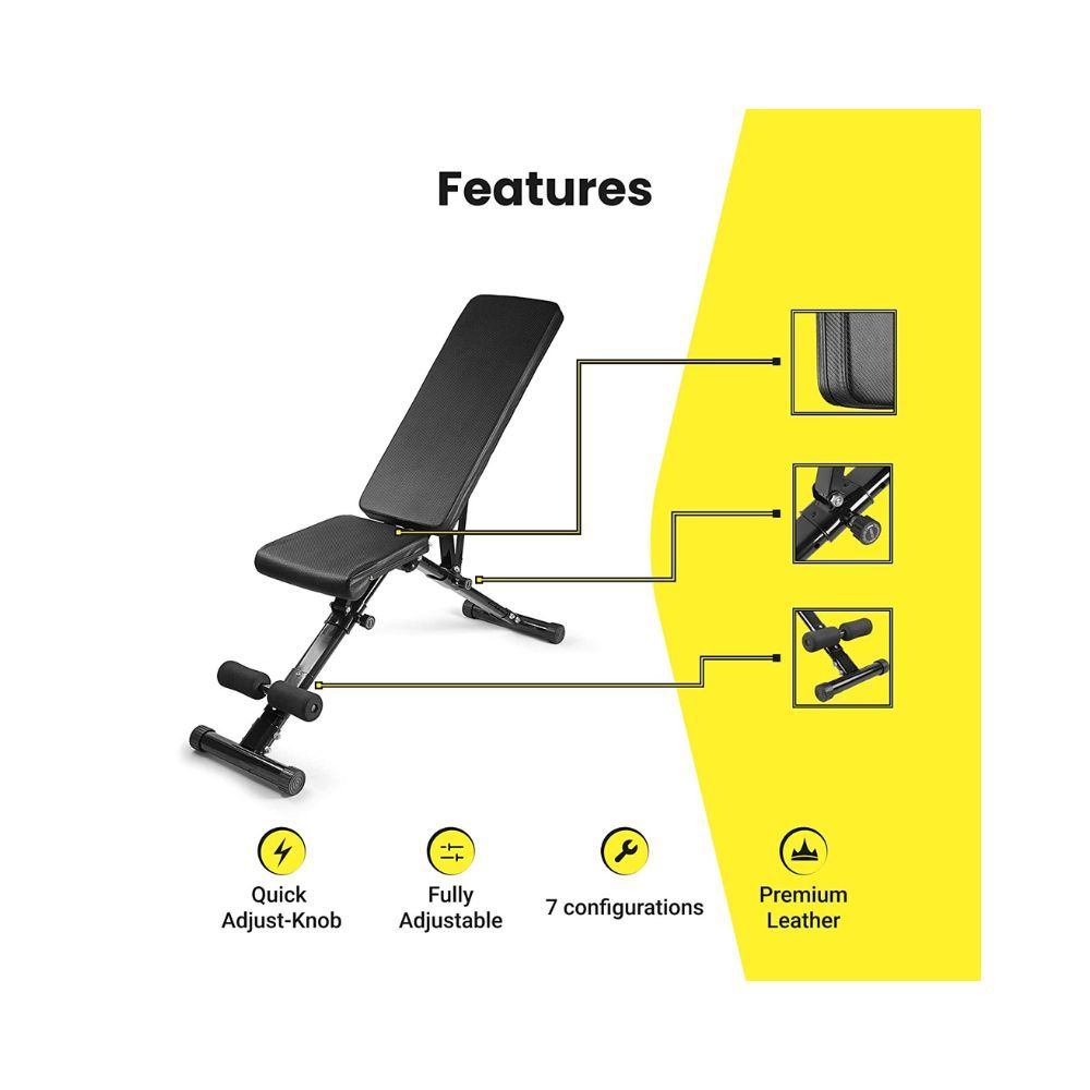 The Cube Club Adjustable & Foldable Gym Bench Max - Limit: 150kg | Incline, Decline, and Flat