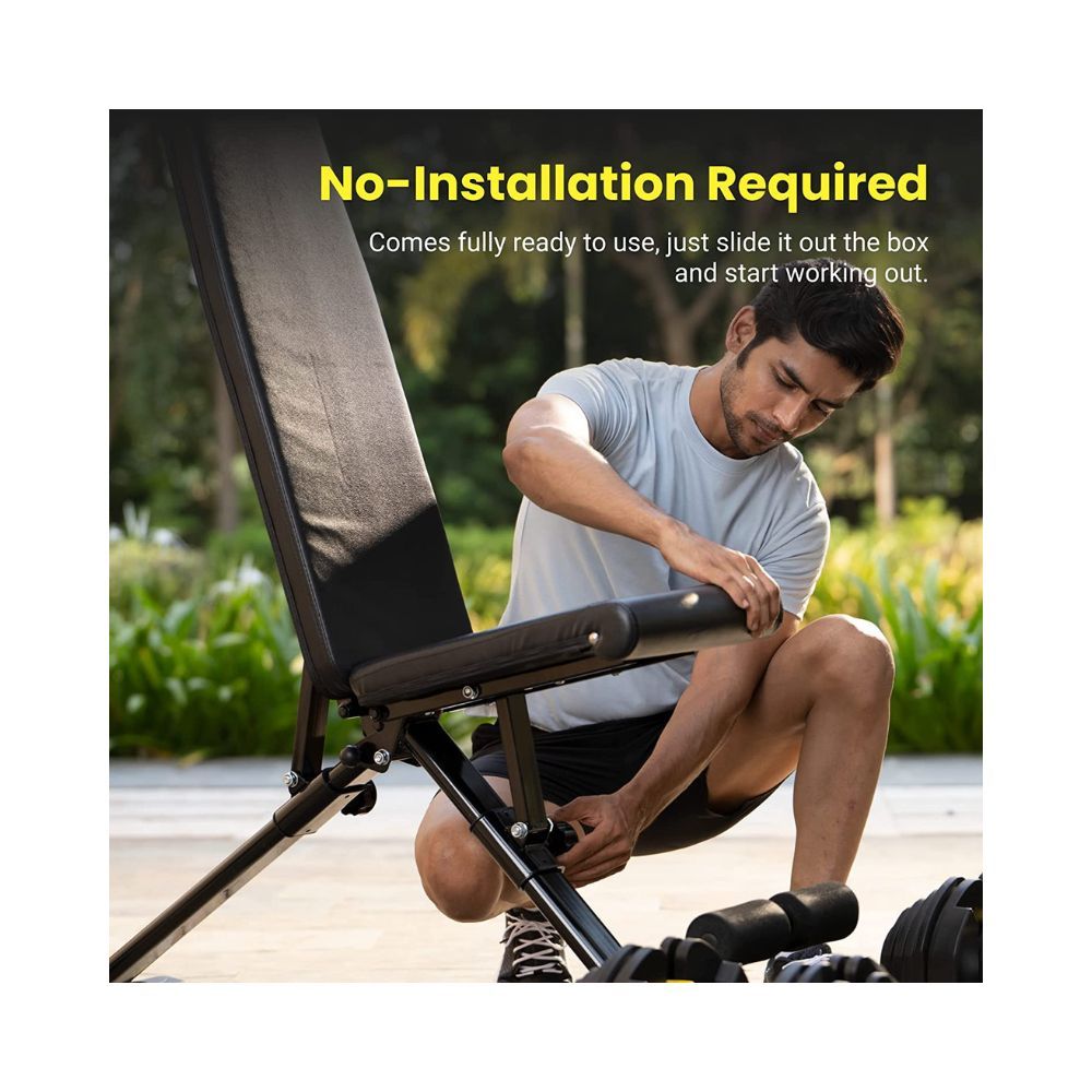 The Cube Club Adjustable & Foldable Gym Bench Max - Limit: 150kg | Incline, Decline, and Flat