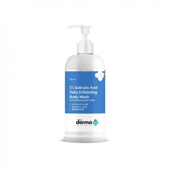 The Derma Co 1% Salicylic Acid Daily Exfoliating Body Wash with Salicylic Acid, Glycolic Acid & PENTAVITIN® - 250ml | | Helps to Prevent Body Acne & Cleanse Skin
