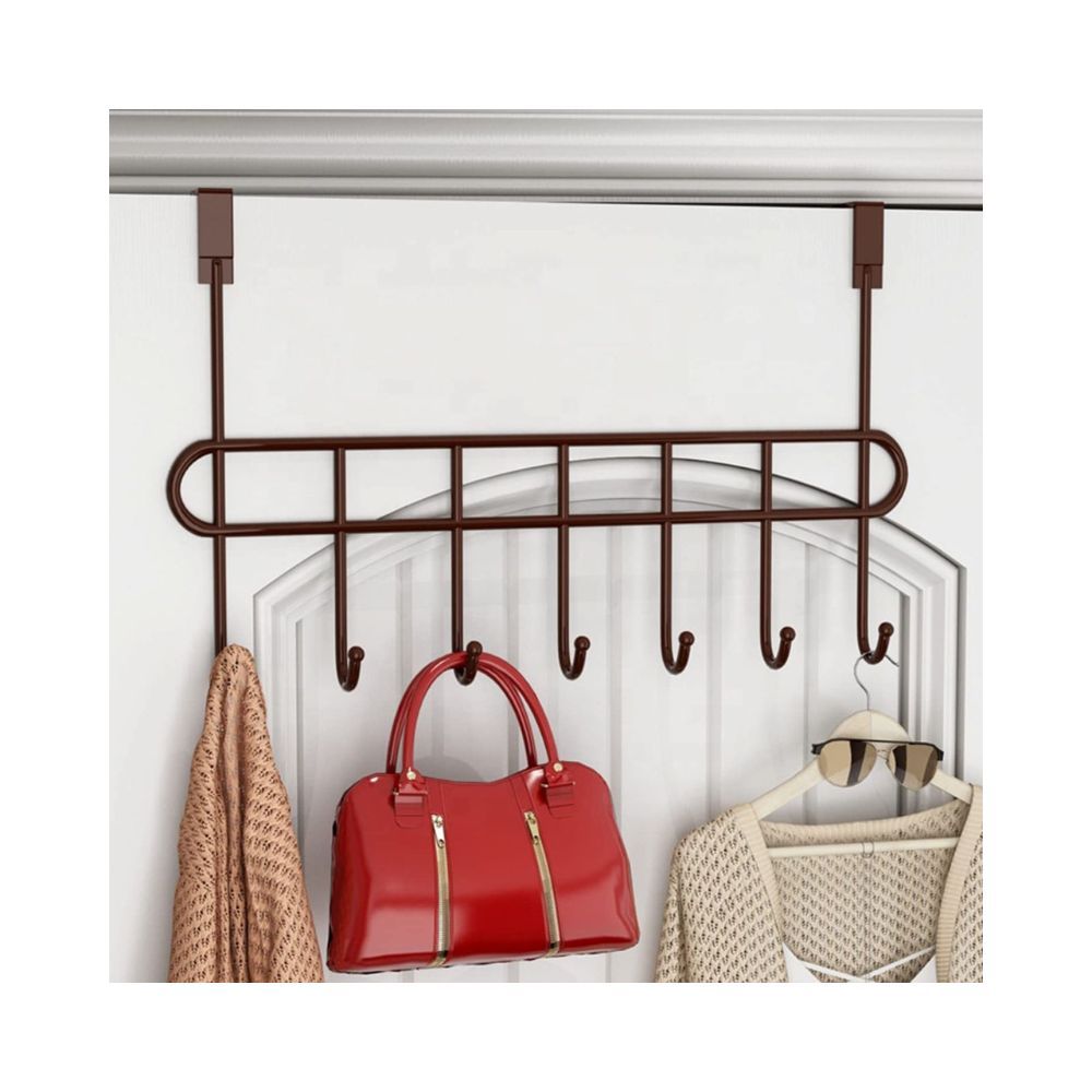 The Door Hook Hanger Organizer/Wall Hook Rack - Black (7 Hook)