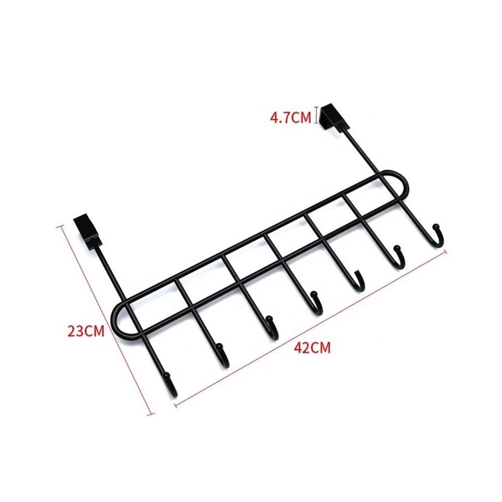 The Door Hook Hanger Organizer/Wall Hook Rack - Black (7 Hook)