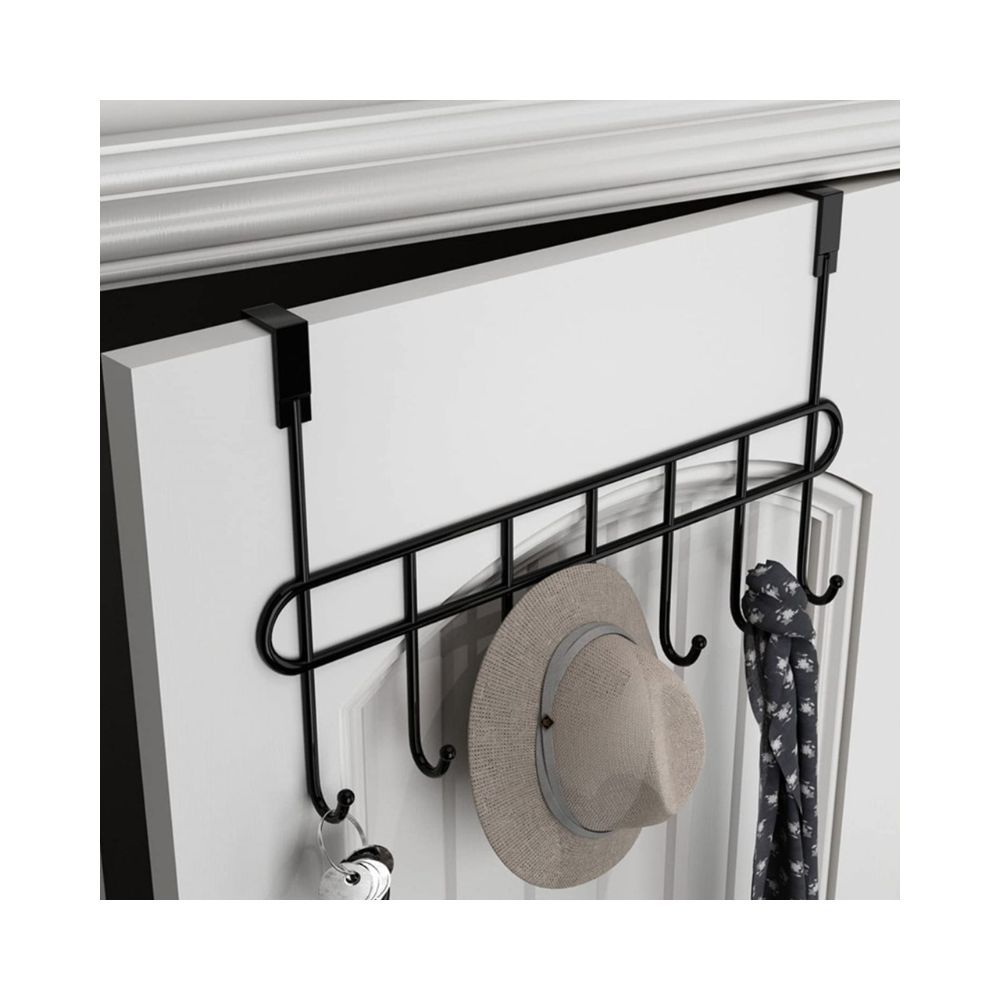 The Door Hook Hanger Organizer/Wall Hook Rack - Black (7 Hook)