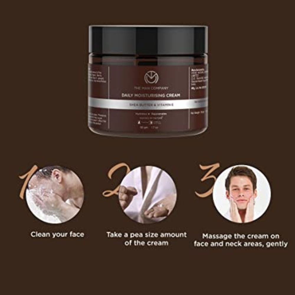 The Man Company Daily Moisturising Cream With Shea Butter & Vitamin E for Moisturizing & Hydrating | All Skin Types | 50 gm