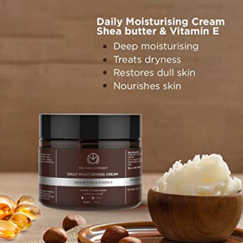 The Man Company Daily Moisturising Cream With Shea Butter & Vitamin E for Moisturizing & Hydrating | All Skin Types | 50 gm