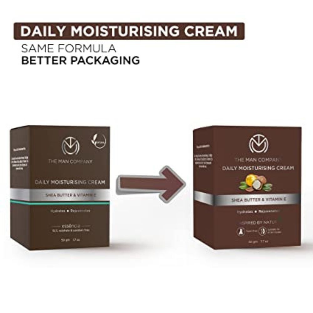 The Man Company Daily Moisturising Cream With Shea Butter & Vitamin E for Moisturizing & Hydrating | All Skin Types | 50 gm