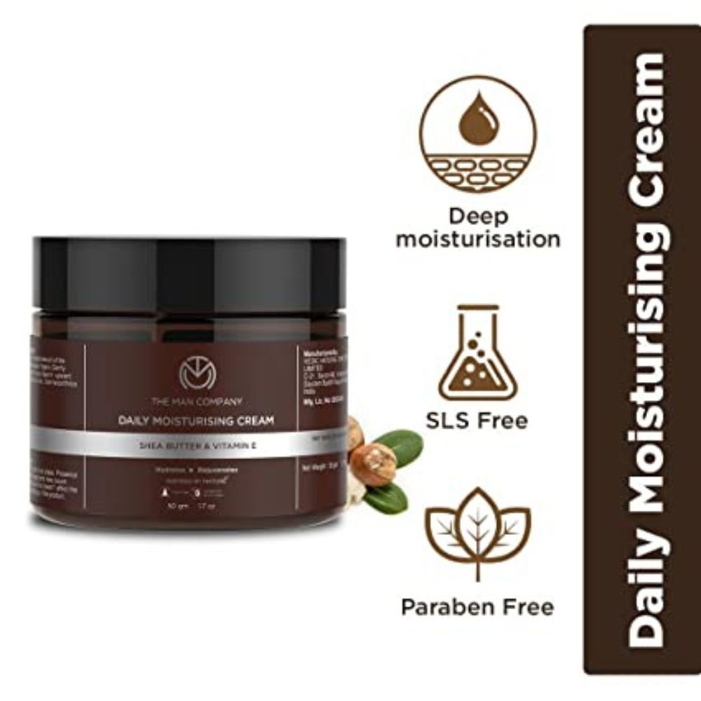 The Man Company Daily Moisturising Cream With Shea Butter & Vitamin E for Moisturizing & Hydrating | All Skin Types | 50 gm
