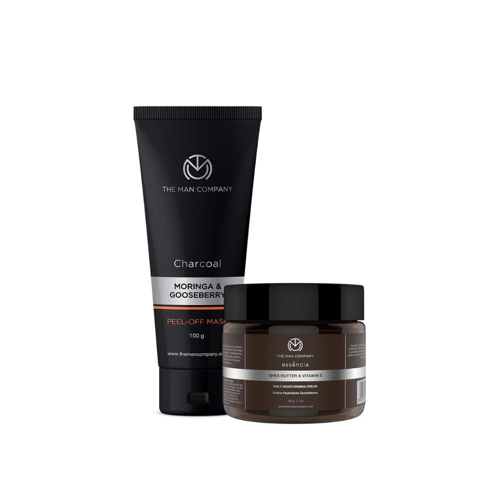 The Man Company Face Care Kit with Charcoal Peel Off Mask & Daily Moisturising Face Cream for Soft