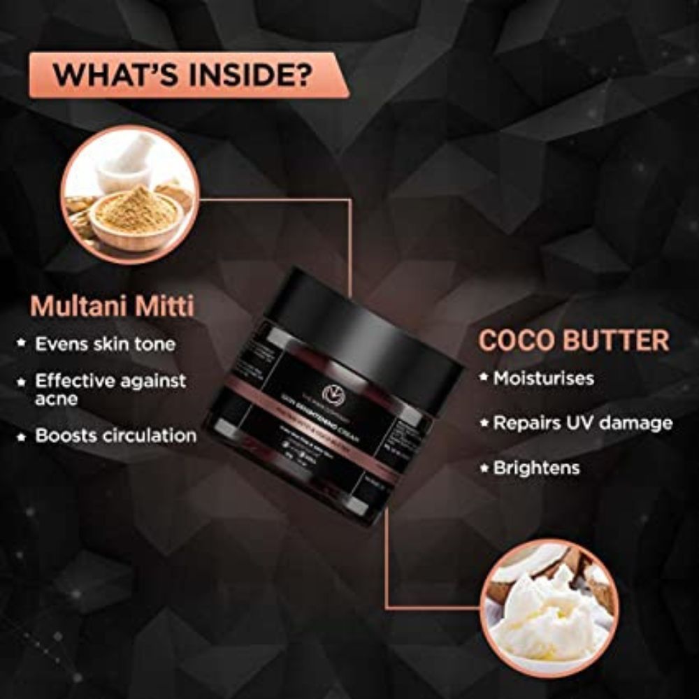 The Man Company Skin Brightening Cream with Multani Mitti, Coco Butter, Hyaluronic Acid | Best Face cream for Glowing Skin | 50 gm