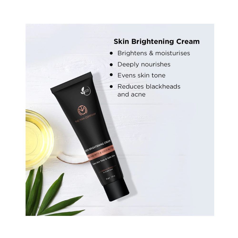 The Man Company Skin Brightening Cream with Multani Mitti, Coco Butter, Hyaluronic Acid