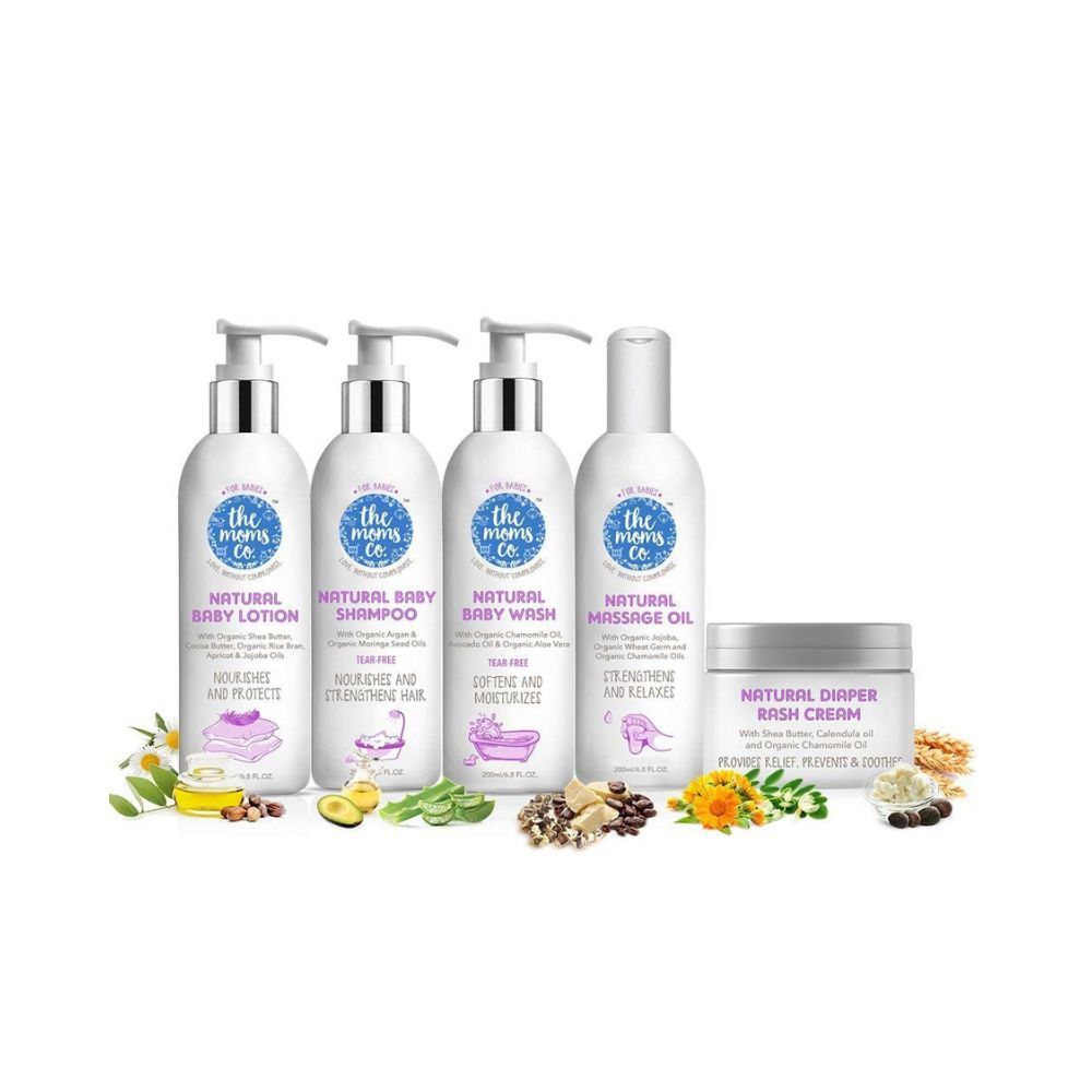 The Moms Co Baby Complete Care with Ribbon Gift Box & The Moms Co Natural Bath Essentials For Baby