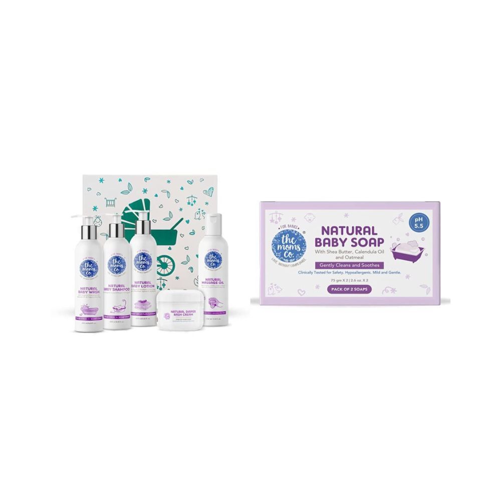 The Moms Co Baby Complete Care with Ribbon Gift Box Includes Natural Baby Shampoo