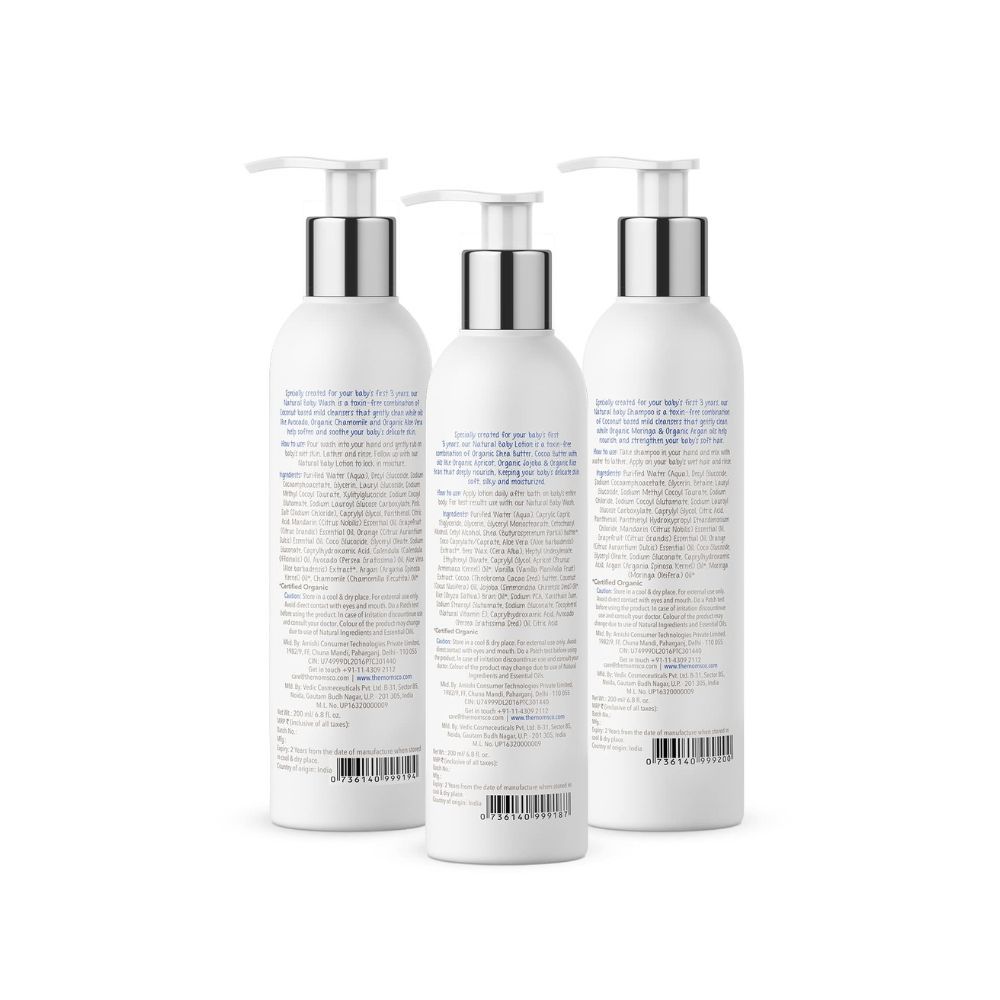 The Moms Co. Baby Skin & Hair Care Bundle for Complete Care|With Shampoo (200 ml), Tear-free & Soap-free