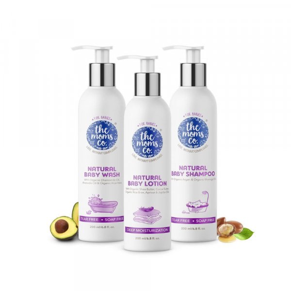 The Moms Co. Baby Skin &amp; Hair Care Bundle for Complete Care|With Shampoo (200 ml), Tear-free &amp; Soap-free