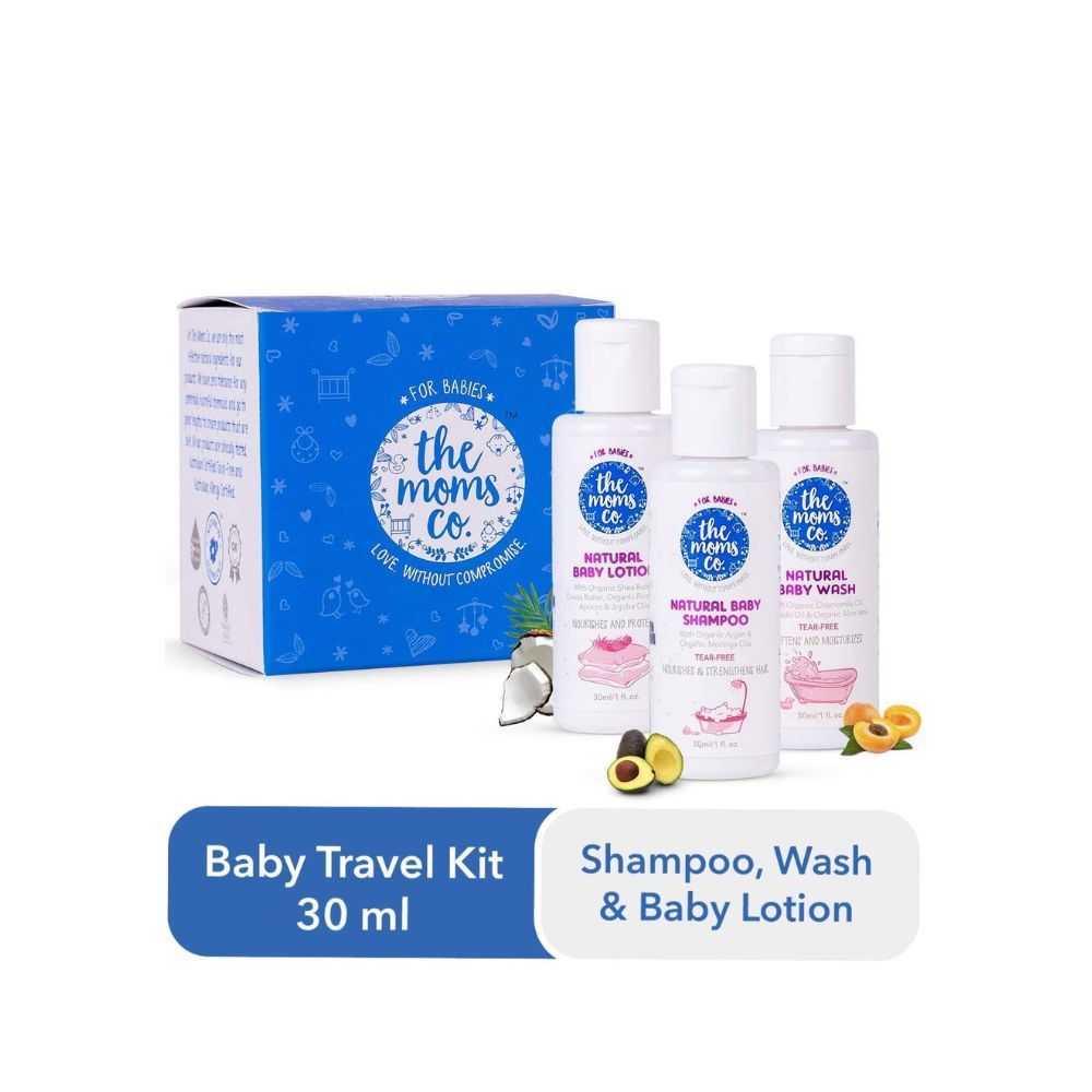 The Moms Co Travel Kit For Baby with Shampoo (30 ml), Wash (30 ml) and Lotion (30 ml)