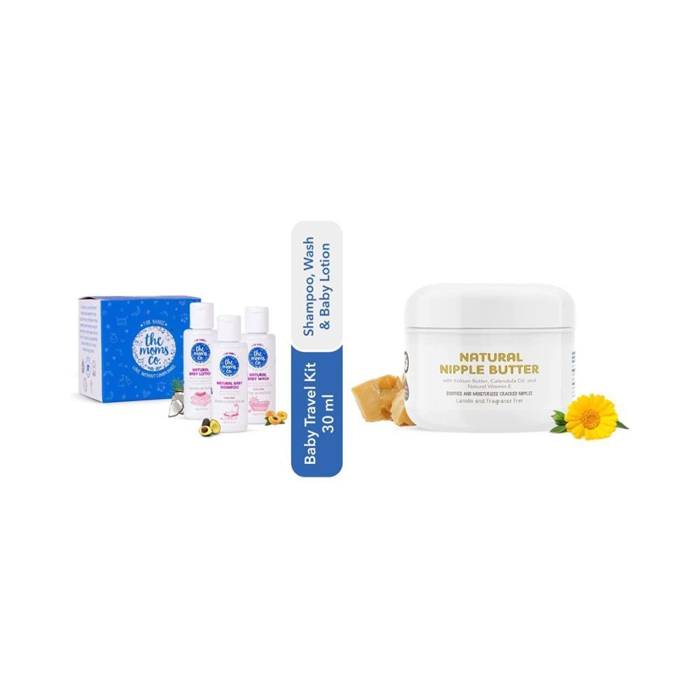 The Moms Co Travel Kit For Baby with Shampoo (30 ml), Wash (30 ml) and Lotion (30 ml)