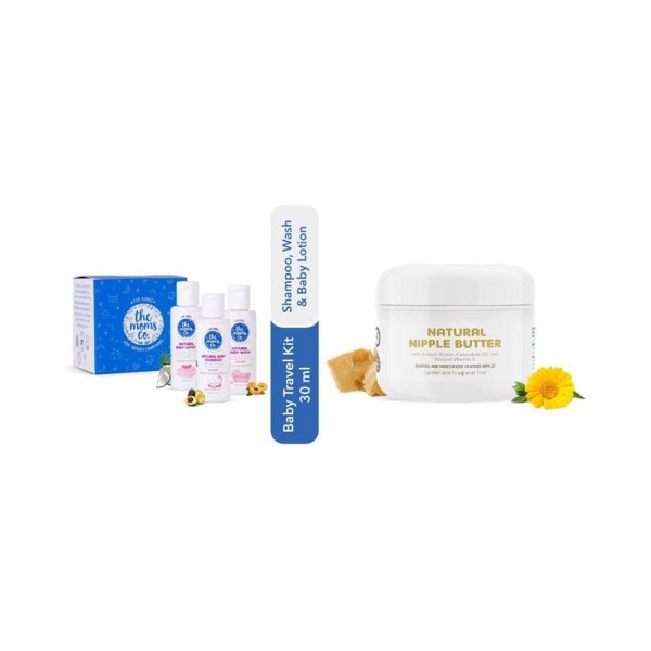 The Moms Co Travel Kit For Baby with Shampoo (30 ml), Wash (30 ml) and Lotion (30 ml)