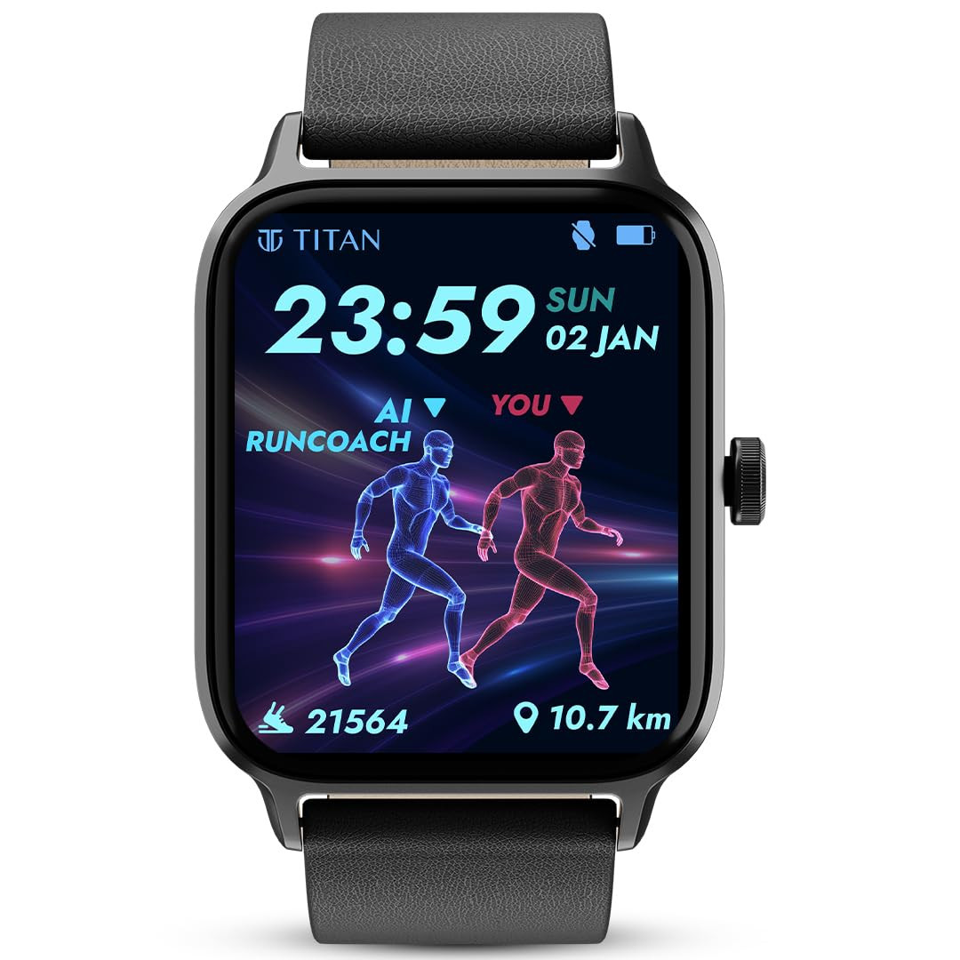 Titan Traveller with 178 Superior AMOLED DisplayIndias First FitVerse SmartwatchBuilt-in GPSRunning CoursesSingleSync BT CallingBuilt-in AlexaMusic Storage with TWS ConnectBody Energy Count