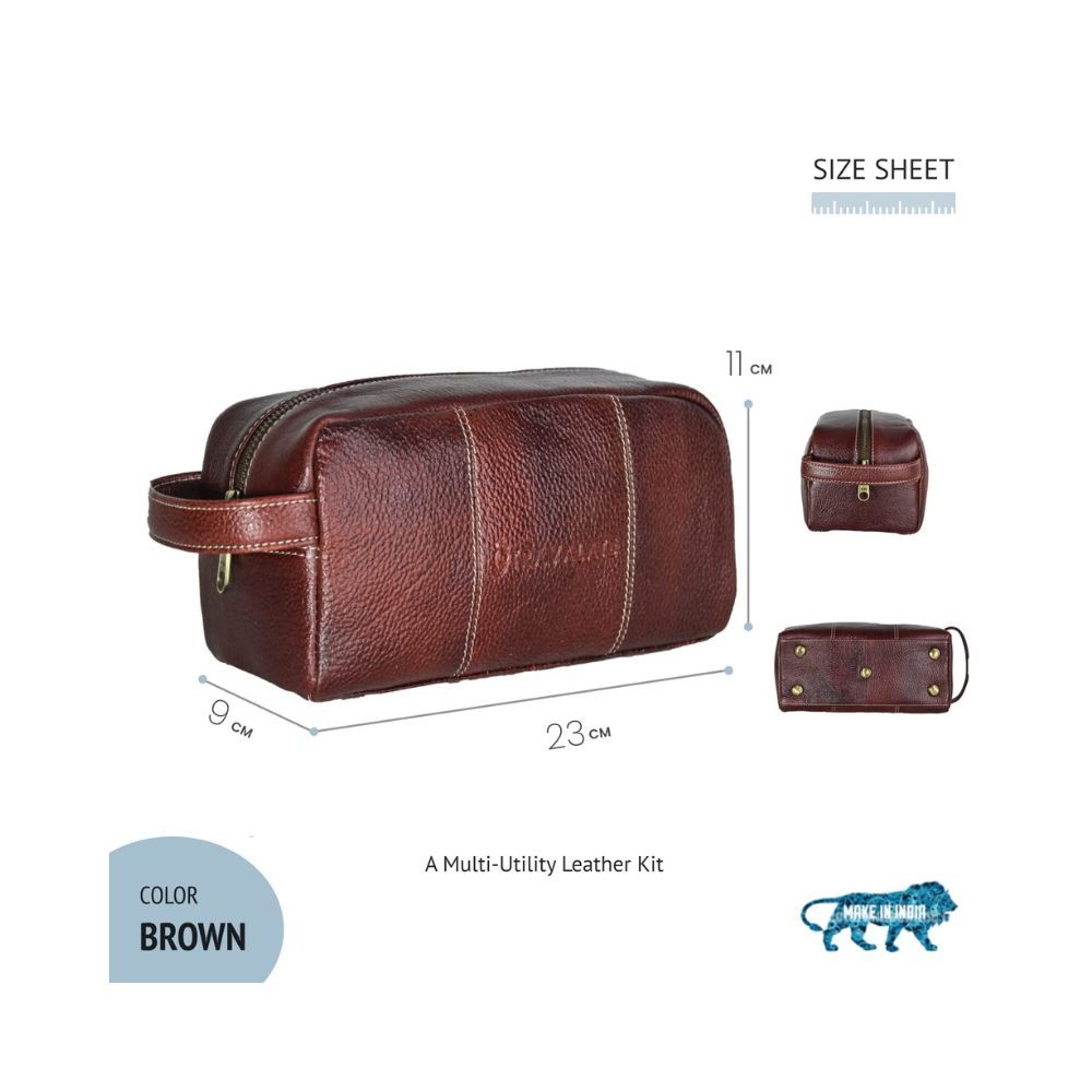 Travalate Genuine Leather Shaving Bag for Men - Leather Dopp Kit