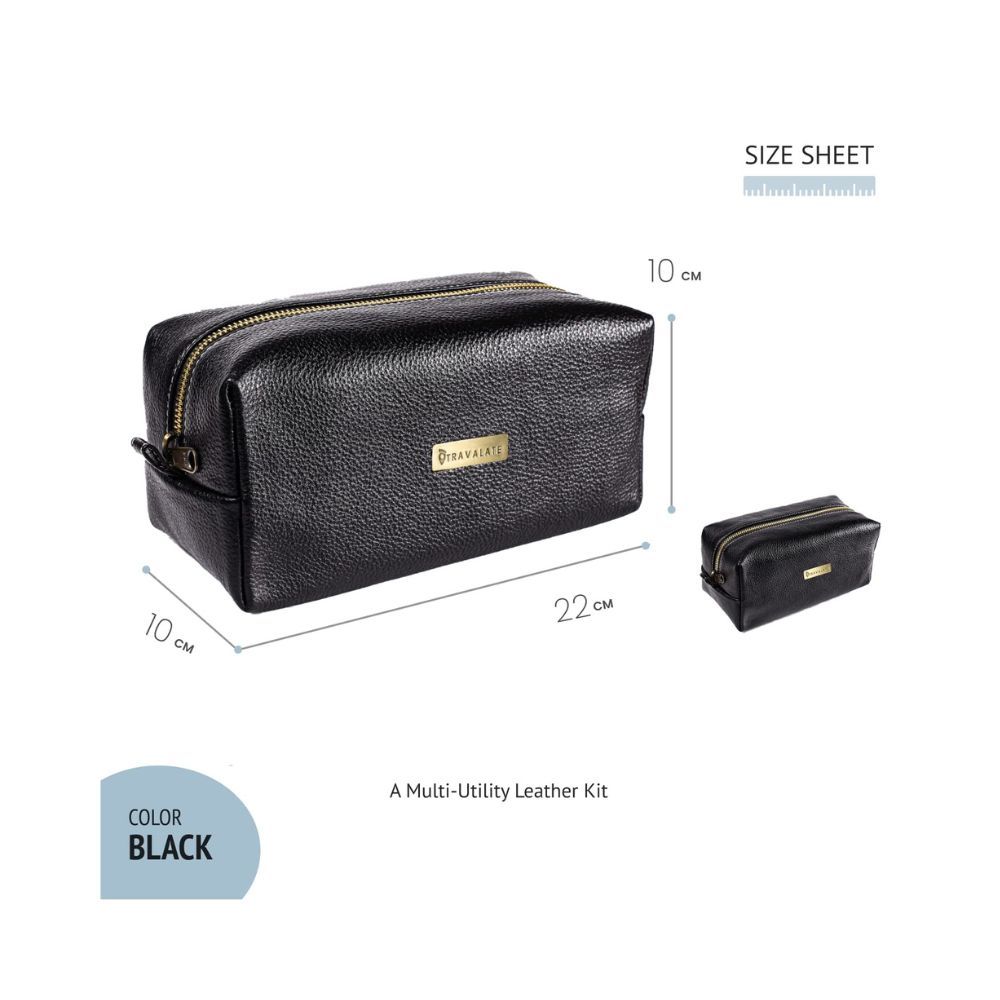 Travalate Genuine Leather Shaving Bag for Men & Women - Leather DOP Kit