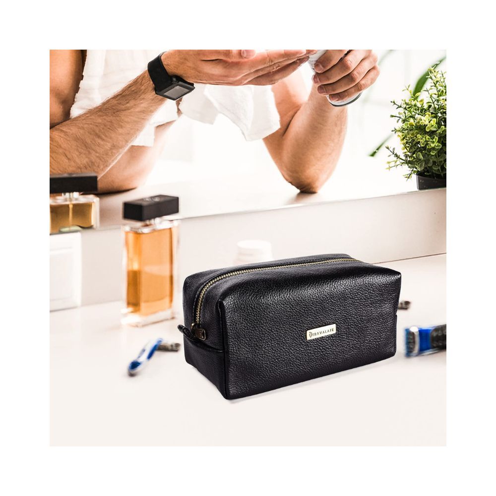 Travalate Genuine Leather Shaving Bag for Men & Women - Leather DOP Kit