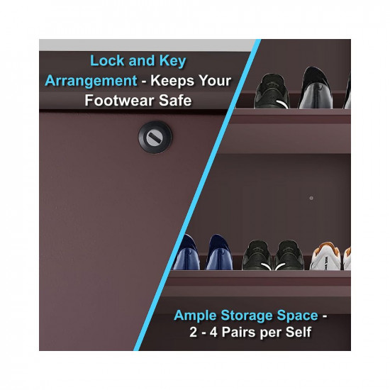 TRENDY Metal Shoe Cabinet for Home with Doors & Lock| Wall Mount Metal Shoe Rack for Home | Space Saving Chappal Sandal Shoe Organizer Stand