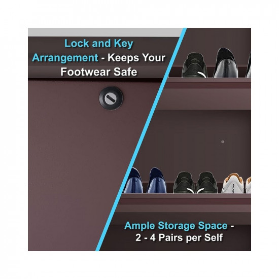 TRENDY Metal Shoe Cabinet for Home with Doors & Lock| Wall Mount Metal Shoe Rack for Home | Space Saving Chappal Sandal Shoe Organizer Stand