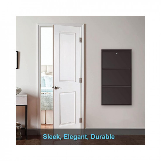 TRENDY Metal Shoe Cabinet for Home with Doors & Lock| Wall Mount Metal Shoe Rack for Home | Space Saving Chappal Sandal Shoe Organizer Stand