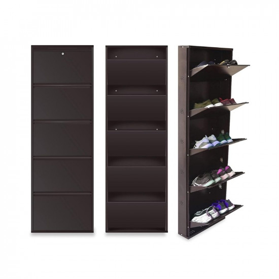TRENDY Metal Shoe Cabinet for Home with Doors & Lock| Wall Mount Metal Shoe Rack for Home | Space Saving Chappal Sandal Shoe Organizer Stand