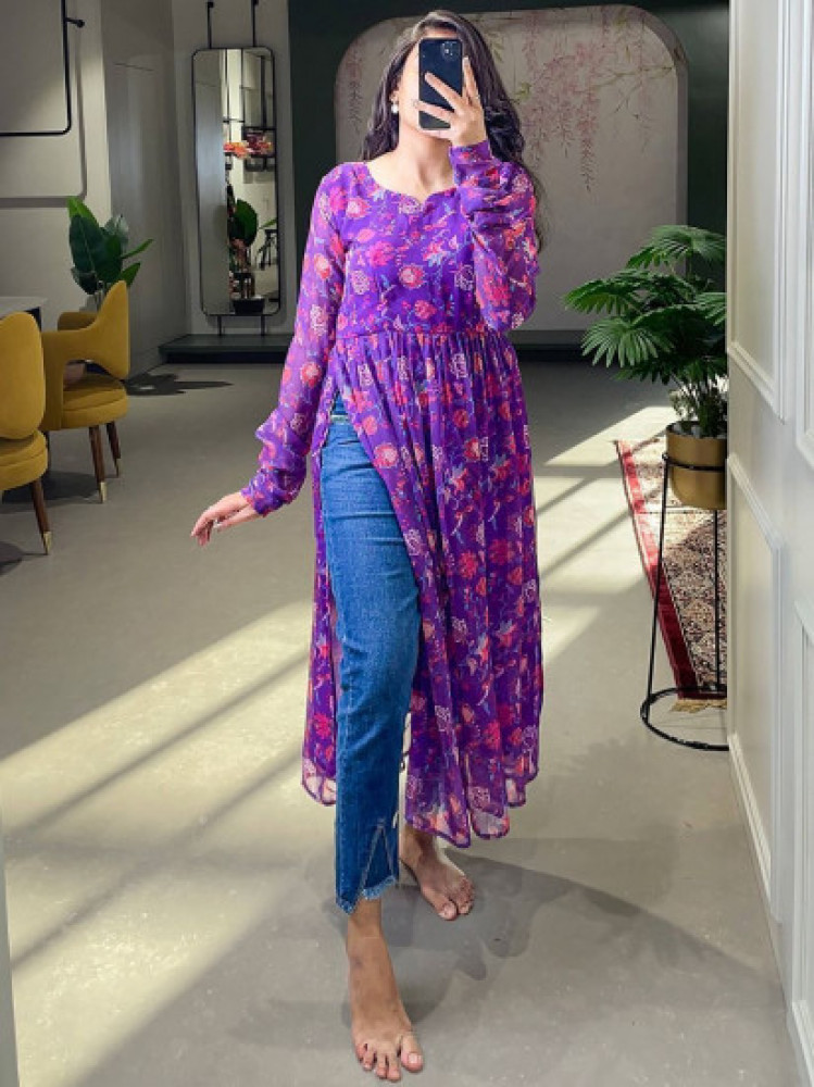 Royal Purple Kurta Set With Dupatta – Naaz By Noor