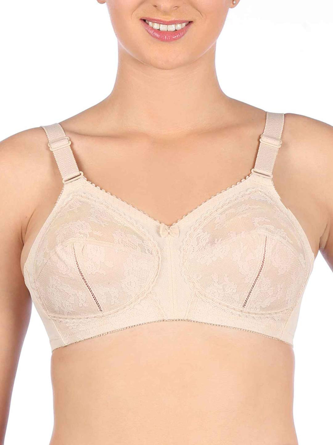 Triumph International Women's Synthetic Wire Free Full Cup Coverage Bra  (20I319_Beige_42G),Size-44E