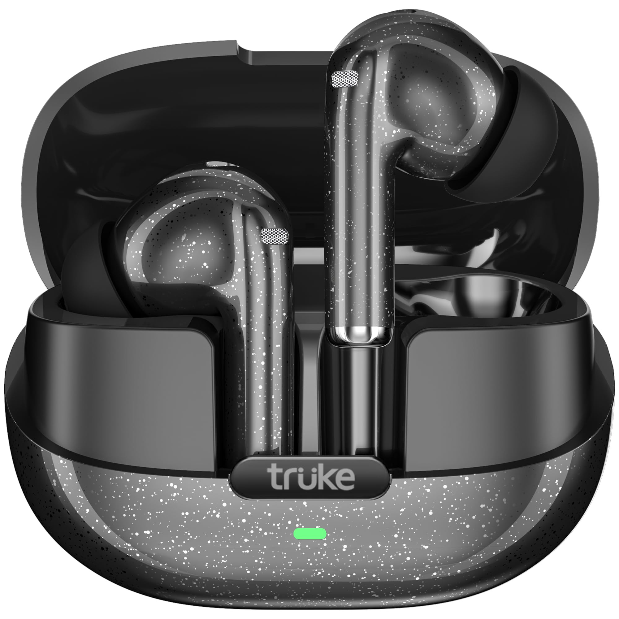 truke New Launch Buds Aura True Wireless in Ear Earbuds with 70Hrs of Playtime and Fast Charging Ear Buds 13mm Titanium Drivers Quad-MIC ENC TWS 40ms Low Latency Gaming Buds BT 54 CarbonBlack