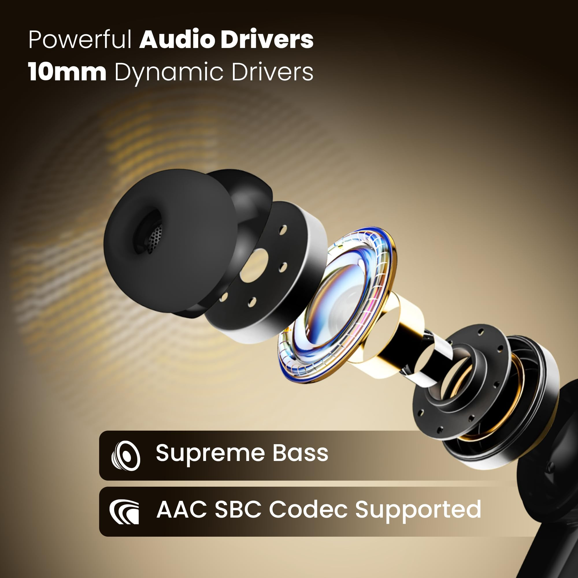 truke New Launch Buds Elite True Wireless in Ear Earbuds with 10mm Dynamic Driver 70Hrs Battery  Fast Charging EarBuds Dual-MIC ENC TWS 40ms Low Latency Gaming Buds Volume Control BT 54 Black