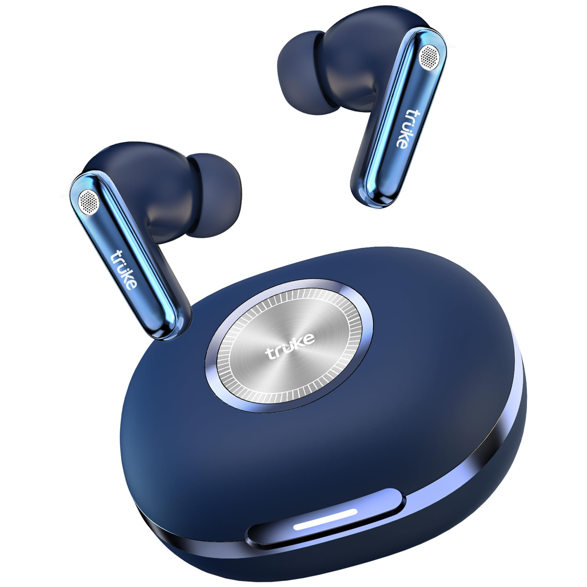 truke New Launch Mega 10 True Wireless in Ear Earbuds W 24-Bit Lossless Spatial Audio 70H Battery Fast Charge Buds Dual Pairing 13mm Drivers TWS Low Latency40ms Matte Finish ENC Royal Blue