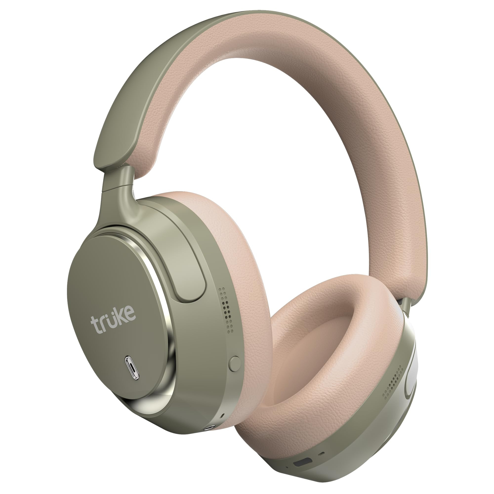 truke Newly Launch Aura Bass Over The Ear Headphone with 50H of Playtime 40mm Titanium Drivers Dual Pairing Headset 40ms Ultra Low Latency ENC Premium Design  Comfort Green