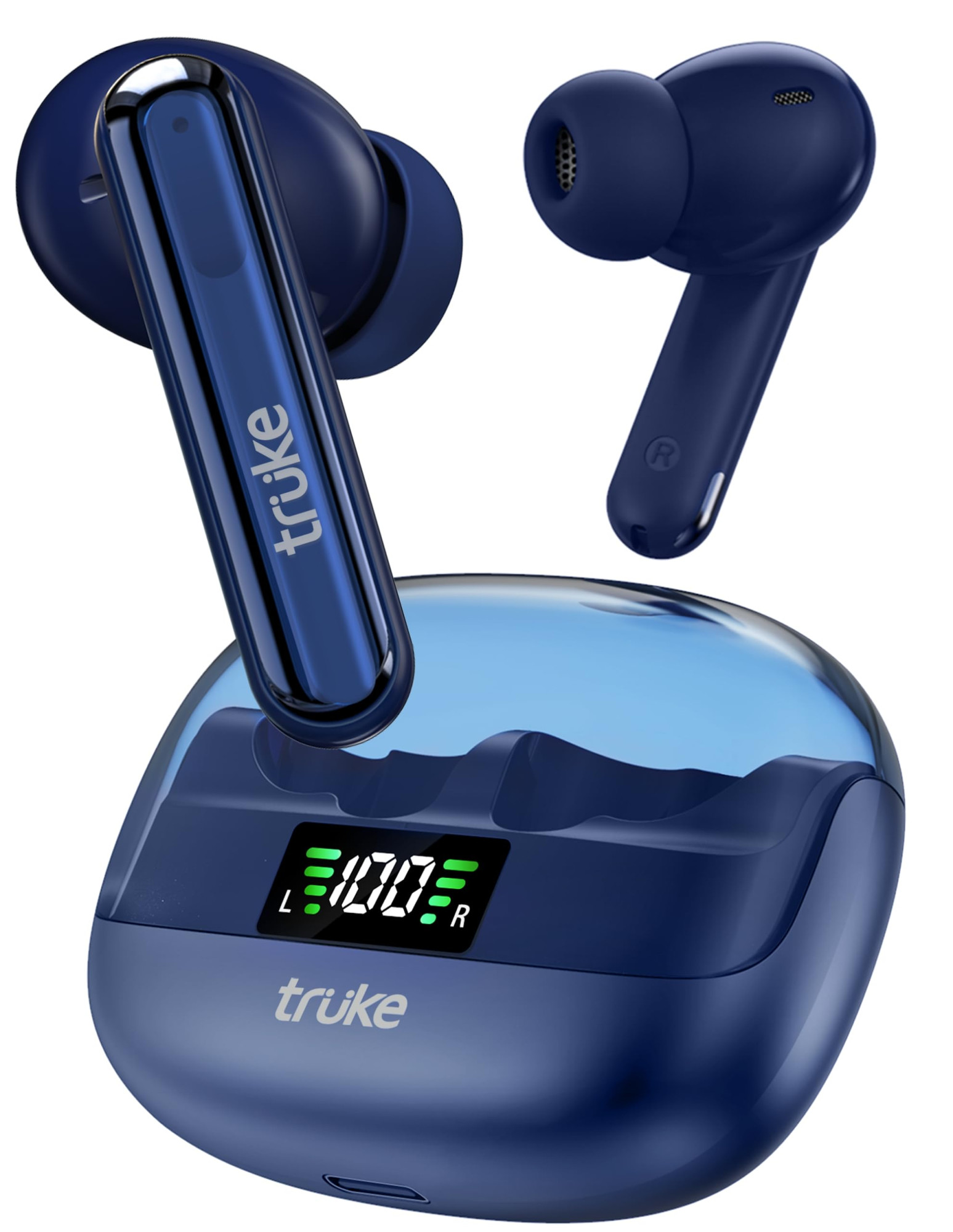 truke Newly Launched Buds Vibe True Wireless in Ear Earbuds with 35dB Real ANC  Quad Mic ENC 13mm Big Speaker 4 EQ Modes 48H Playtime Fast Charge 40ms Low Latency AAC Codec BT 53 IPX5Blue