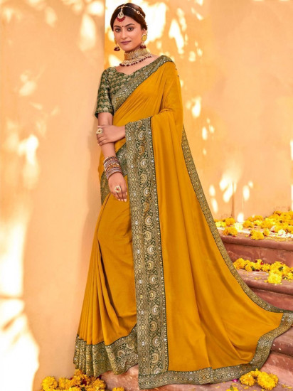 Unbelievable Yellow Haldi Wear Silk Saree With Blouse(Un-Stitched)