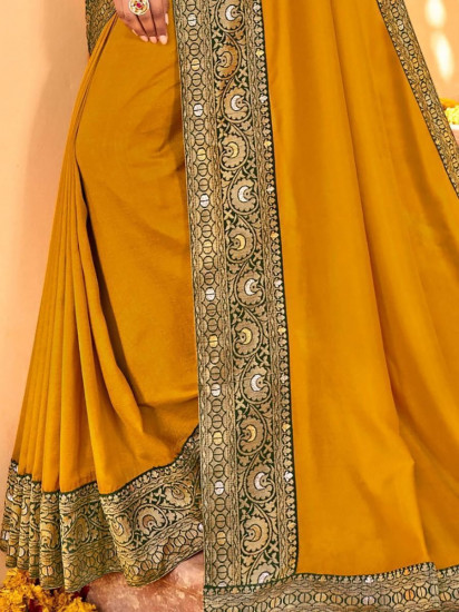 Unbelievable Yellow Haldi Wear Silk Saree With Blouse(Un-Stitched)