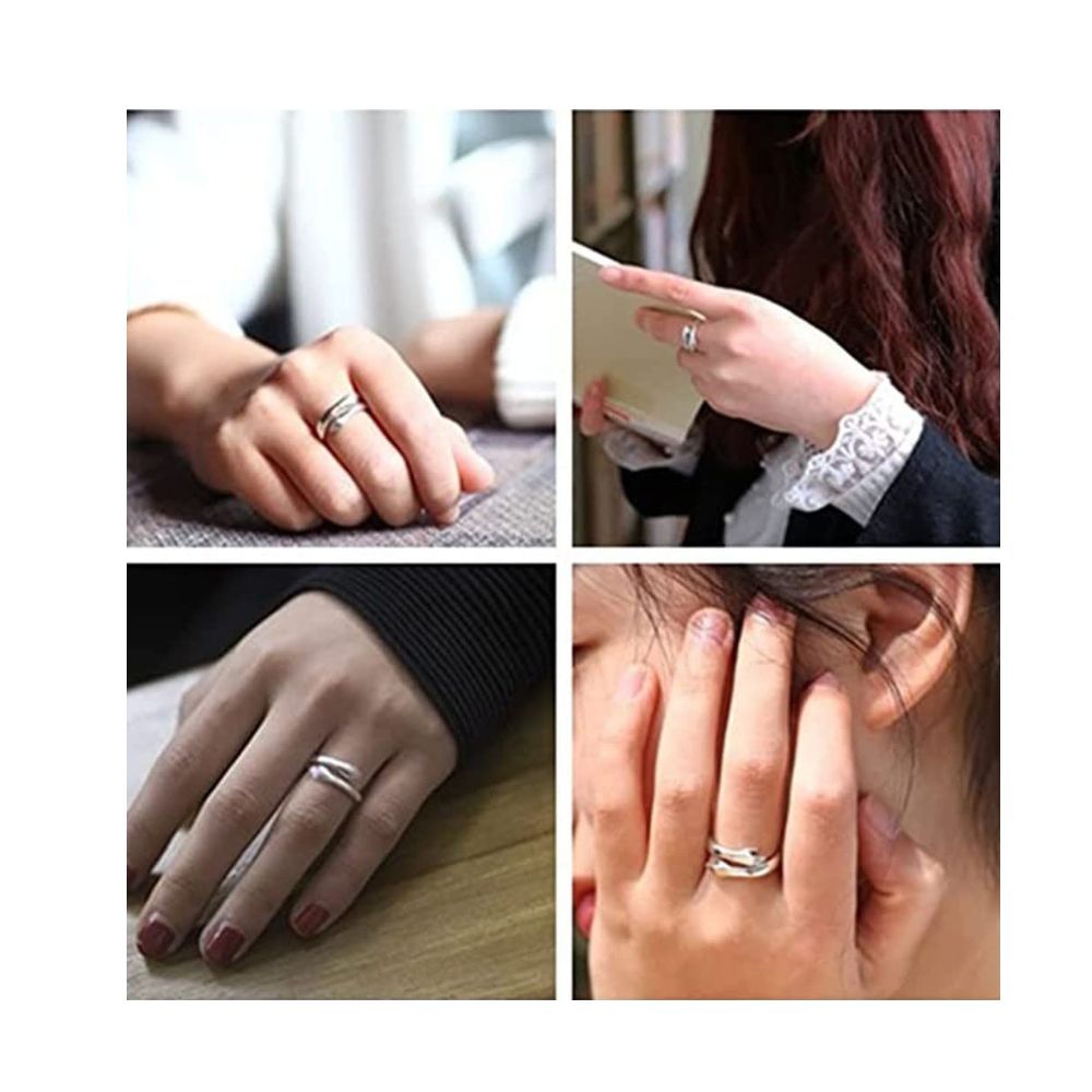 University Trendz Always with You Silver Stainless Steel Hug Ring - Adjustable Band Jewelry Gift for Women, Teen, Girls