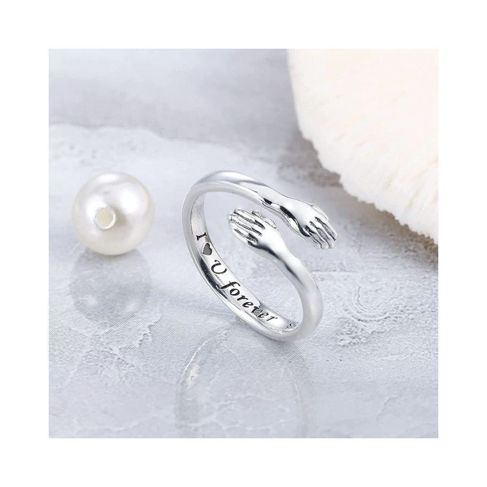 University Trendz I Love You Forever Stainless Steel Hug Rings for Women