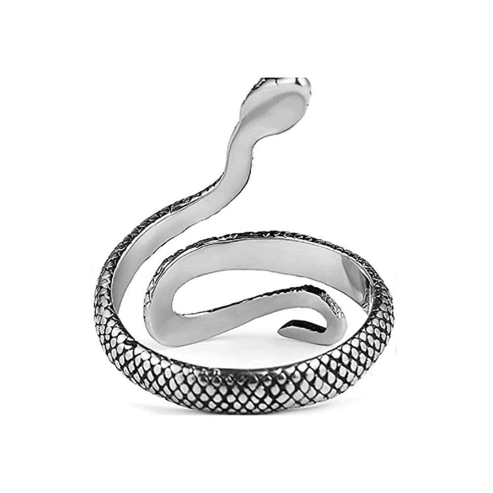 University Trendz Silver Plated Alloy Snake Finger Ring for Men & Women