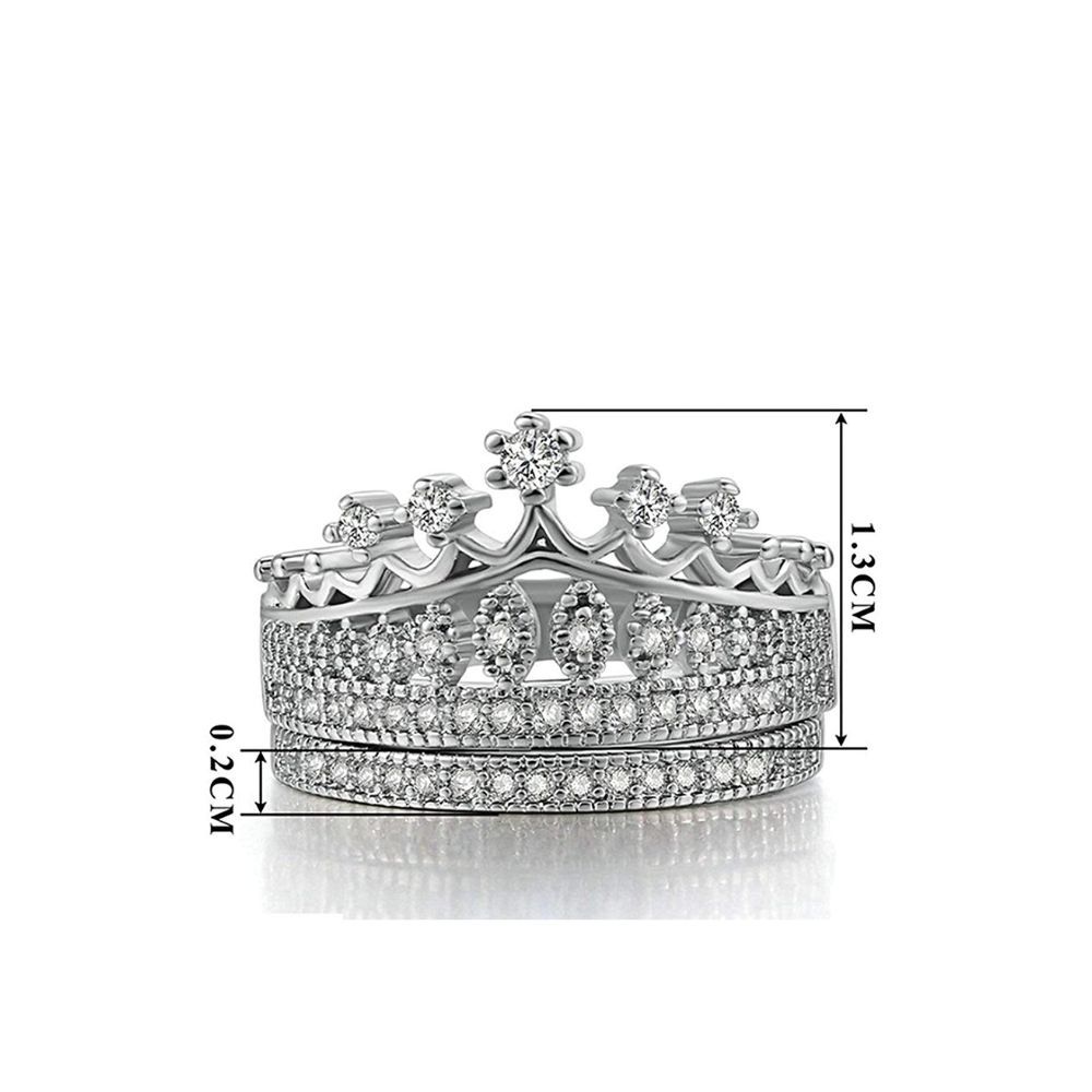 University Trendz Silver Plated Cubic Zirconia Metal Queen Crown Pattern Ring for Women(Silver)