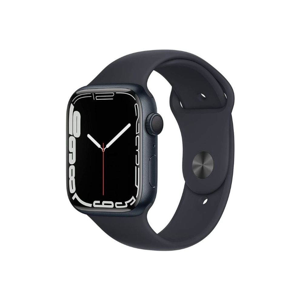 Apple Watch Series 7 GPS MKN53HN/A 45 mm Aluminium Case  (Black Strap, Regular)