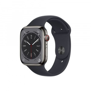 Apple Watch Series 8 [GPS + Cellular 45 mm] Smart Watch w/ Graphite Stainless Steel Case with Midnight Sport Band
