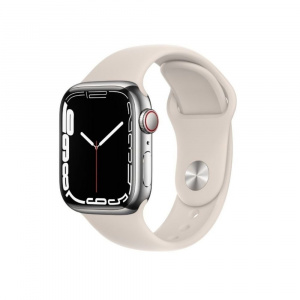 Apple Watch Series 7 GPS + Cellular - 41 mm MKHW3HN/A Silver Stainless Steel Starlight Band
