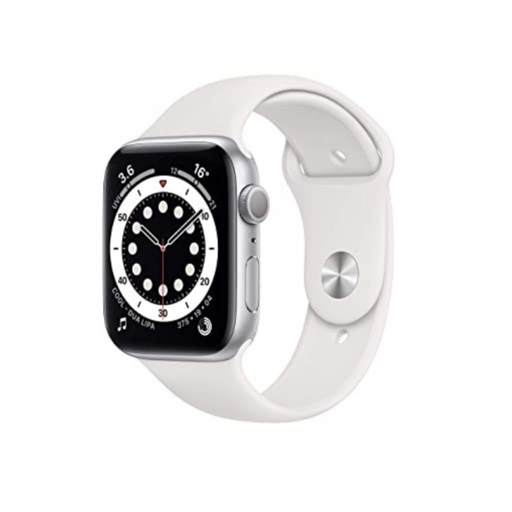 APPLE Watch Series 6 GPS M00D3HN/A 44 mm Silver Aluminum Case with White Sport Band
