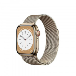 Apple Watch Series 8 [GPS + Cellular 41 mm] Smart Watch w/ Gold Stainless Steel Case with Gold Milanese Loop