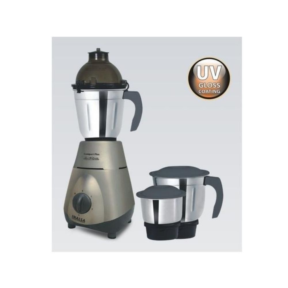 Inalsa Compact Plus COMAPCT 750 W Mixer Grinder (3 Jars, Steel Grey)